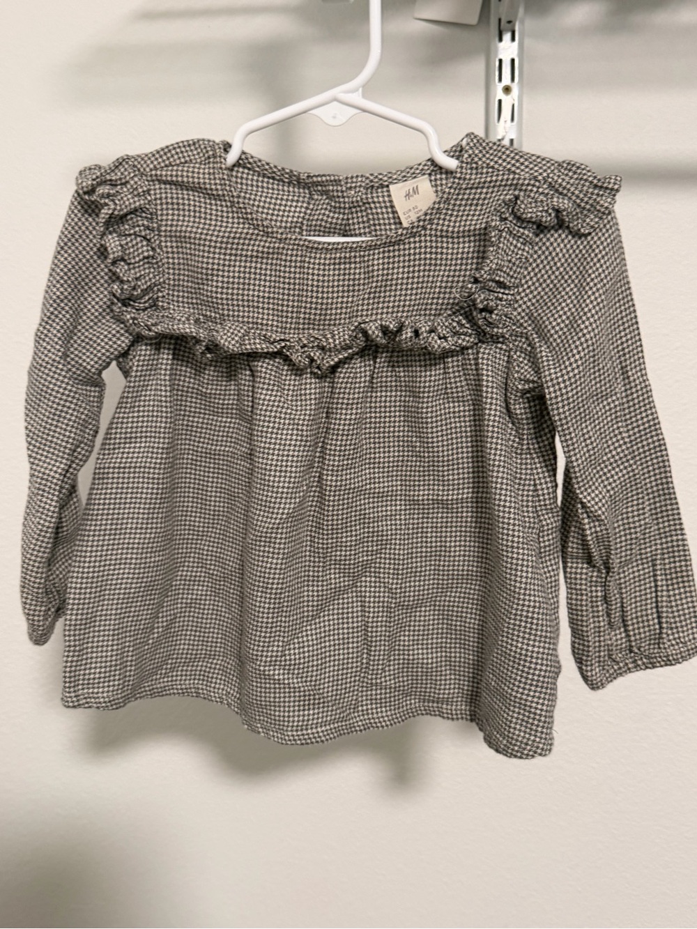 H&M Black & White Gingham Ruffle Top - Kids